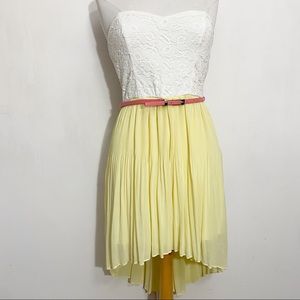 A.BYER NWT retro strapless lace bodice pleated chiffon high low belted dress 7